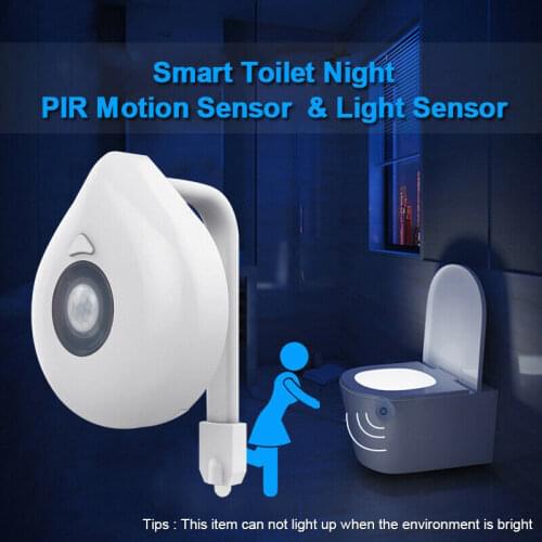 Smart PIR Motion Sensor Toilet Seat Night Light 8 Colors Waterproof Backlight For Toilet Bowl LED Luminaria Lamp WC Toilet Light