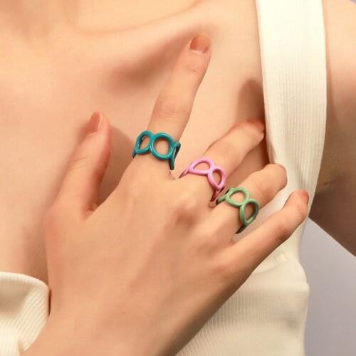Korea Summer Fashion Colorful Rings Geometric Acrylic Irregular Personality Open Rings for Women Party Jewelry Ring