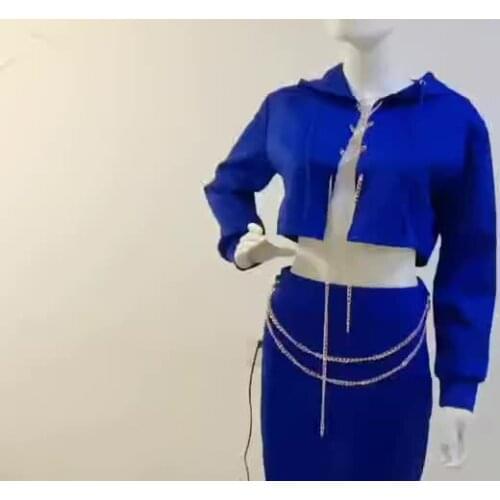 In Stock Trendy chain crop top with skirts two piece skirt set fashion outfit spring womens clothing
