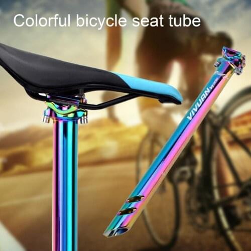 Bicycle Seatpost Colorful Seatpost Shock-proof Aluminum Alloy 400mm Bicycle Seat Tube for Mountain Bike