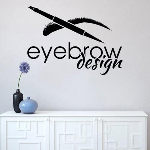 Beauty Salon Wall Stickers Eyebrows Design Studio Vinyl Decals Brows Pencil Murals Girl Women Makeup Decal O70