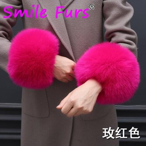 Qearlstar Super Soft Winter Women Wrist Female Wrist Cuff Sleeves Accessories Faux Fox Fur Elastic Arm Warmer Fur Bracelet YT32