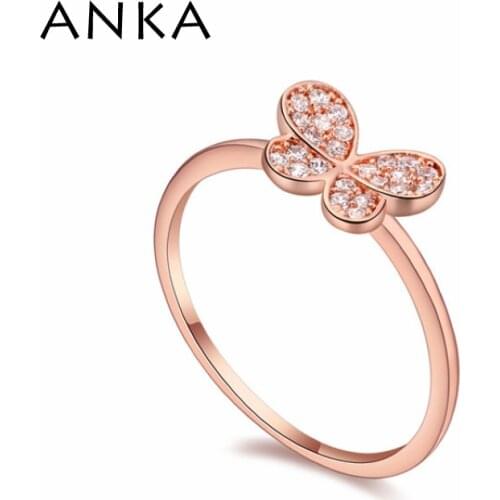 ANKA small cute design butterfly shape luxury classics rings women rose gold color insect ring fashion jewelry accessories#16459