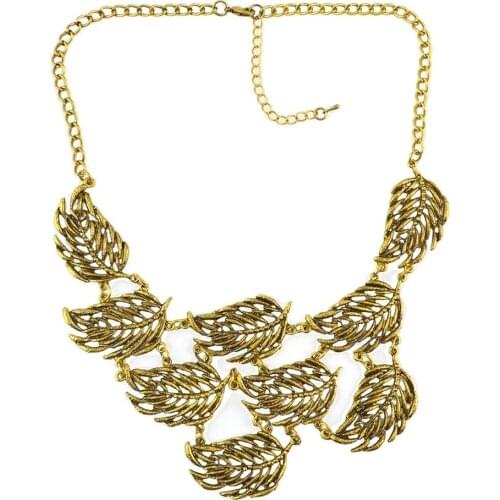 New Bohemian Retro Gold Color Leaf Pendant Necklace for Woman fashion Collar Necklaces Party Jewelry gifts