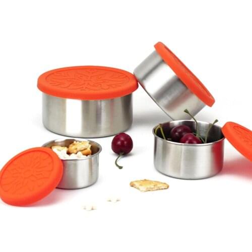 1 Pc Metal Stainless Steel Fresh Bowl Lunch Snack Food Storage Containers with Silicone Lids Leakproof Reusable Foldable Bowls