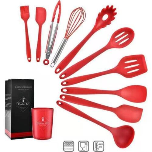 10/11 Pcs Silicone Cookware Kitchen Cooking Tools Dishes Tableware Kitchenware Accessories Egg Beaters Spoon Soup Spatula Sets