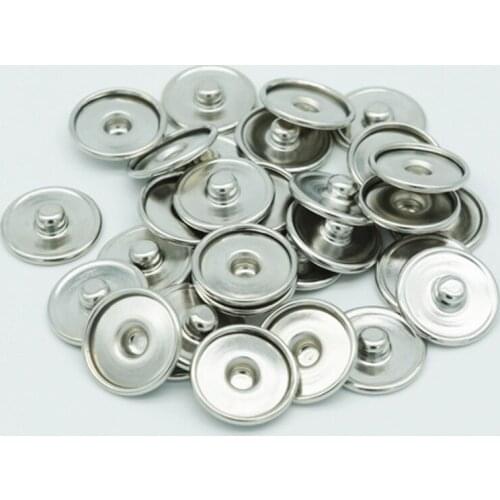 100pcs/lot 18mm Silver Plated Snap Button Base Flat Interchangeable Accessories for Jewelry DIY Making Chinese Manufactures
