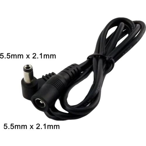 1x DC Power 5.5mm x 2.1mm Male to Female Jack Right Angle Adapter Extension Connector Cable 1m/3ft
