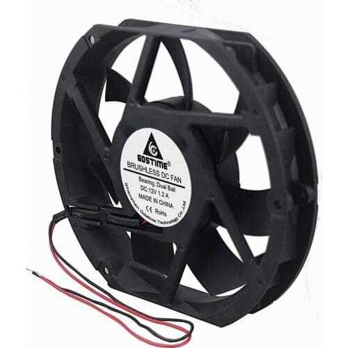 Gdstime 2 pcs DC 172mm x 150mm x 25mm 12V Dual Ball Brushless PC Computer Case Cooling Fan 17225