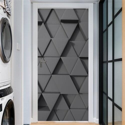 2pcs/set Black Geometry Door Sticker Self Adhesive Waterproof Removable Wallpaper Vinyl Wall Decal Posters Home Decor deurposter