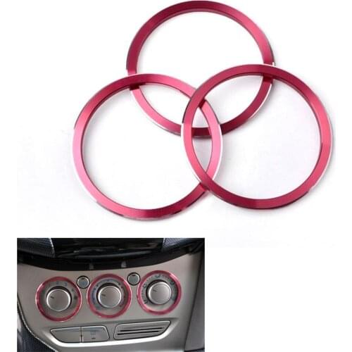 3x For 2012 Ford Focus Car Air Conditioning Knobs Control Button Cover Trim Ring Red
