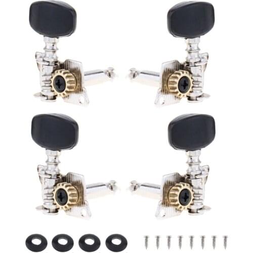 4pcs Ukulele Black Tuning Pegs 2R+2L Steel Machine Heads Tuners for 21 / 23 / 26 Inch Ukulele Accessories