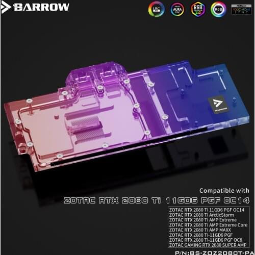 Barrow GPU cooler PC Water Cooling video Water Block for GPU PGF OC RTX2080Ti LRC2.0 BS-ZOZ2080T-PA
