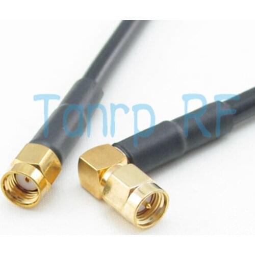 Freeshipping! 20INCH RP-SMA male plug to SMA male plug Right Angle RF Pigtail jumper coaxial cable RG58 50CM Wholesale