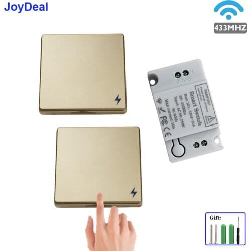 433Mhz Wireless RF Wall Panel Transmitter &AC 110V 220V 1CH Remote Control Switch Relay Electrical Receiver for Ceiling Lamp Fan
