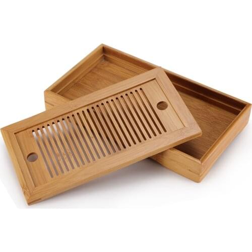 Solid Wood Bamboo Tea Tray Drainage Water Storage Kung Fu Tea Set Drawer Tea Room Board Table Chinese Tea Room Ceremony Tool