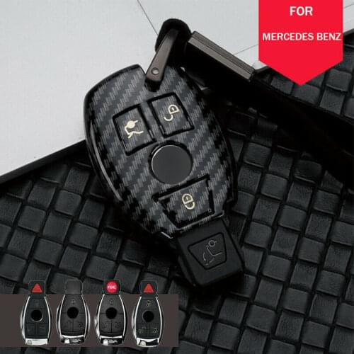 Carbon Fiber Style Car Key Fob Case Cover For Mercedes Benz C E S G CLA CLS CLK GLE300d GLK350 GL63 AMG 2005-2016 car key case