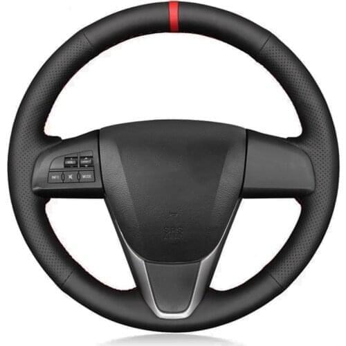Car Steering Wheel Cover Soft Black Genuine Leather For Mazda 3 2008-2015 Mazda 6 2011-2013 CX-7 CX7 CX-9 CX9 2010-2015