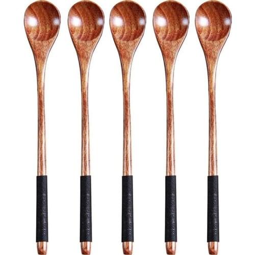 5 Pcs Wooden Spoons Cooking Spoons Honey Spoons Rice Spoons Mixing Spoon Wooden Teaspoon for Coffee Tea Jam Bath Salts