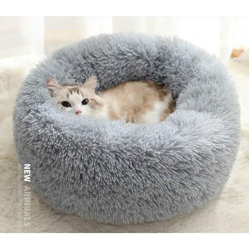 Long Plush Round Fluffy Pet Dog Bed Claming Dog Beds Cat Dog Bench Soft Warm Chihuahua Kennel Large Mat Pet Supplies Bed for Dog