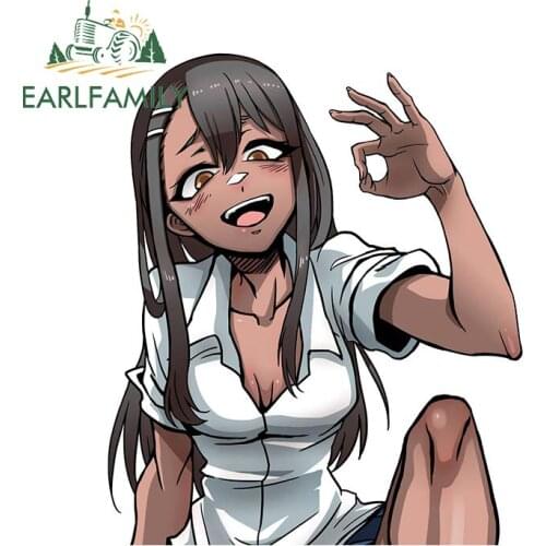 EARLFAMILY 13cm x 11cm for Nagatoro Creativite Car Stickers Graffiti Decal Air Conditioner Windshield Waterproof Sunscreen Decor