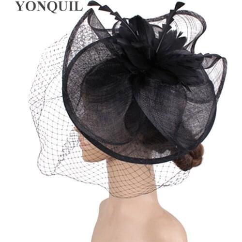Elegant Mesh Wedding Net Hair Fascinator Hat Hair Clip Bridal Sinamay Headpiece Women Flower Chapeau Cap Beautiful Millinery
