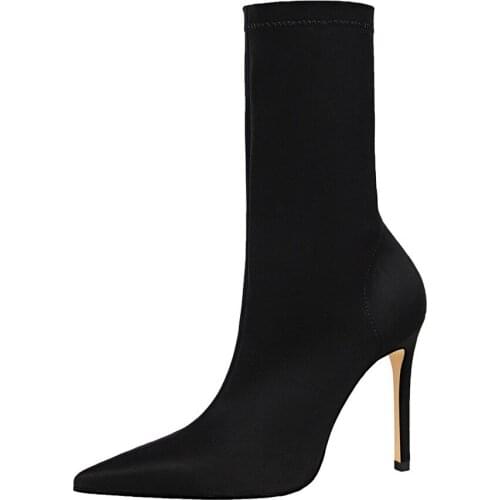 Evkoodance Sexcy Simple Party Boots Womens Lycra Upper Shorts Boots High Heels Comfortable Soft Nightclub Party Dancing Boots