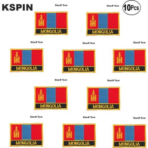 Mongolia Flag Embroidery Patches Iron on Saw on Transfer patches Sewing Applications for Clothes in Home&Garden