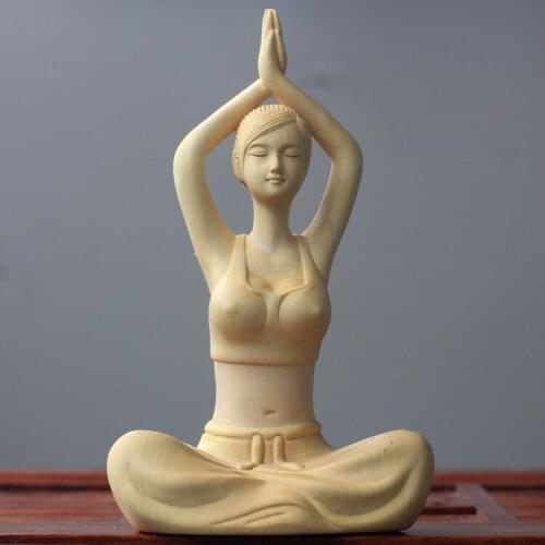 Home Buxus microphylla Wood carving decoration car decoration crafts Home Furnishing Yoga Zen tea figurines with pet toys