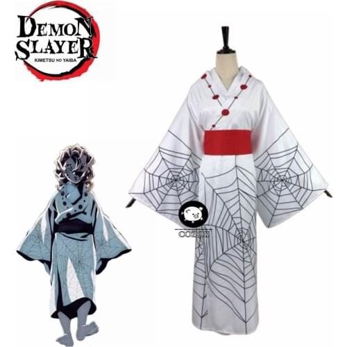 2020 Hot Anime Demon Slayer Kimetsu no Yaiba Spider Oni Ayaki Rui Cosplay Costume Mens Kimono Full set Halloween Party Outfit