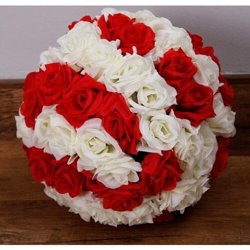 Hot 8"20 CM Romantic Artificial Red+Beige Roses Flowers ball Kissing For Christmas Ornaments Wedding Party Decoration supplies