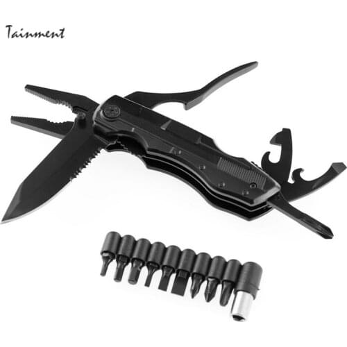 Pocket Mini Folding Pliers Multi Tool Knife Screwdriver Set Bit Stainless Steel Bottle Opener Outdoor Camping Portable Multitool