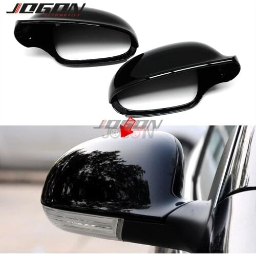 2PC Black For VW GOLF 5 V MK5 GTI Jetta Passat B5.5 B6 EOS Sharan Superb Side Wing Rear View Mirror Cover Replacement Caps Shell