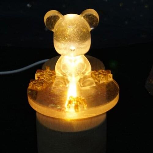 Handmade Square Wooden LED Light Base Night Lamp Base Stand for Crystal Glass Resin Art Dispaly Ornaments Decor