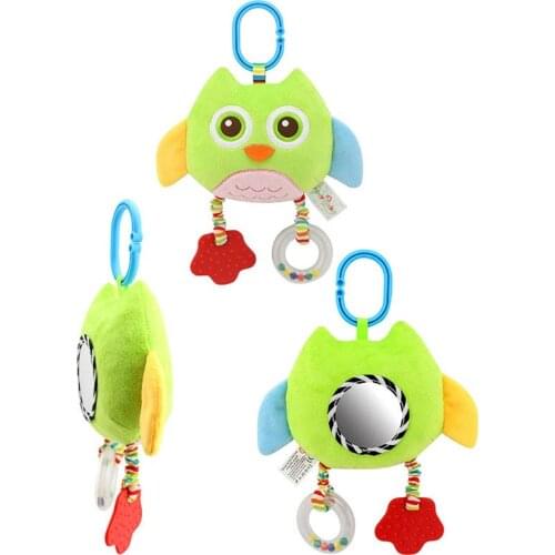 Cute Baby Toys Crab/Owl Rattles Plush Food-graded BPA Teether Toys Distorting Mirror Baby Hanging Strollers Bell Ring Toys Gift