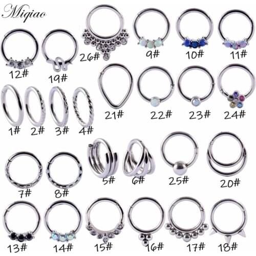 Miqiao 1pcs Hot Sale Stainless Steel Zircon Multifunctional Nose Ring Ear Bone Ring Body Piercing Jewelry