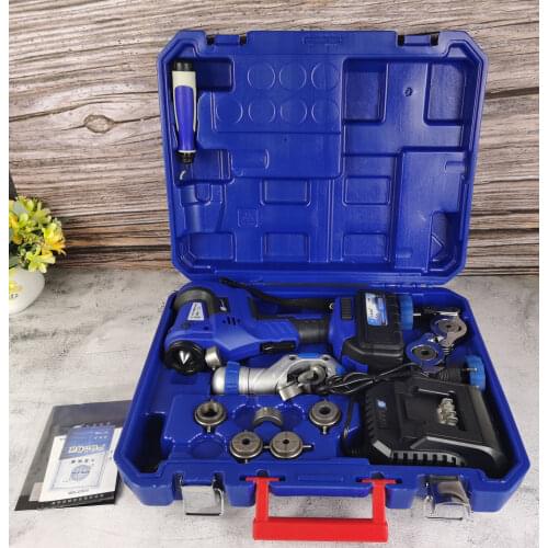 Free shipping Cordless Electric Flaring Tool Kit with Scraper Tube cutter Spare Battery Steel Bar CT-E800A high quality
