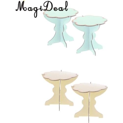 MagiDeal Pack of 4 Disposable Cake Display Stand Dessert Cupcake Holder Tray Wedding Birthday Party Decor Blue+Yellow