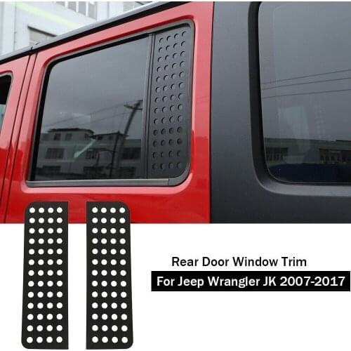 Car Rear Door Window Glass Strip Decals Cover Trim Accessories For Jeep Wrangler Jk A 07-17