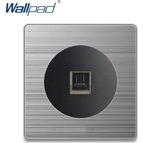 Wallpad 2020 COM DATA Computer Socket RJ45 Network Wall Power Socket Electric Outlet Silver Stainless Steel Panel For Home
