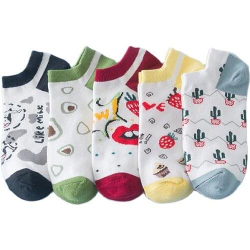 Fruit Avocado Women Socks Cactus Ankle Cute Cotton Black Fashion Red Strawberry Casual Sock Girl Funny Harajuku Winter Short Sox