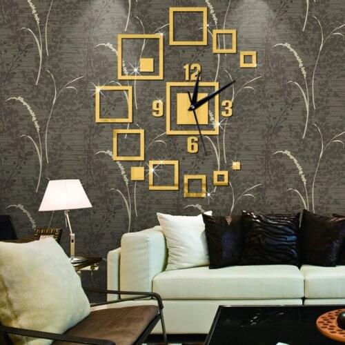 New Modern 3D DIY Big Mirror Clock Wall Stickers For Living Room Bedroom Acrylic Design Wall Clocks Home Decor Crafts Poster