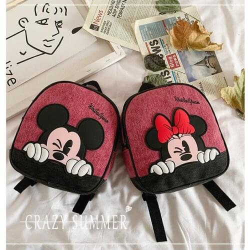 Disney new childrens backpack girl cartoon Minnie mouse bag kindergarten small school bag book bag mickey mouse canvas backpack