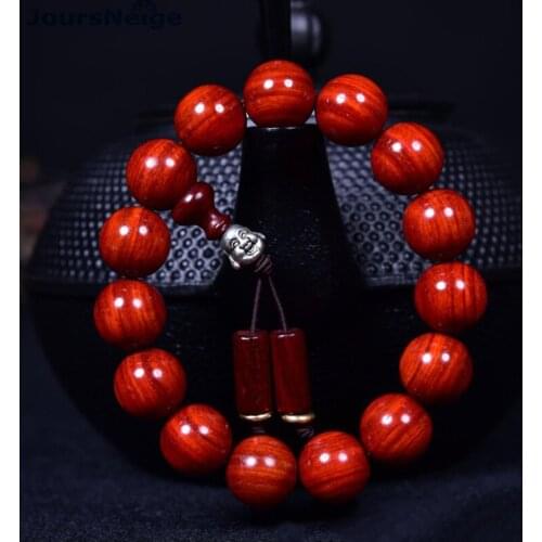 Wholesale Authentic Lobular Red sandalwood Wooden Bracelets High Oil Chicken Red Blood Buddha Round beads Hand String Jewelry
