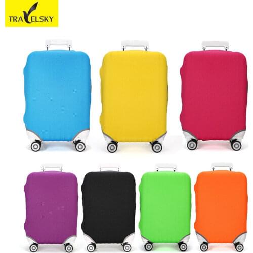 Travelsky New Suitcase Pure Colors Luggage Cover For24" Elastic wear-resist Travel Suitcase Protective Dust Covers Free Shipping