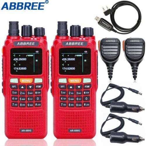 2Pcs ABBREE AR-889G GPS 10W High Power Cross Band Repeater Walkie Talkie Dual Band 10 km Hunting Ham CB Portable Two Way Radio