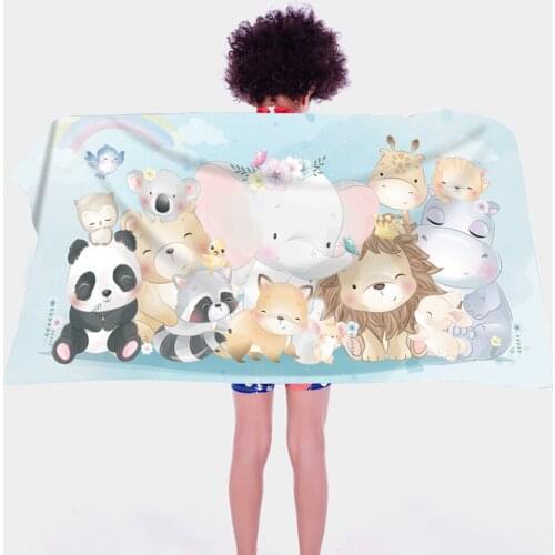 Size 140*70CM Children Cartoon Bear Pattern Baby Bath Towel Bathrobe Microfiber Kids Beach Towel Bathing Wrap Toddler Kids Gifts