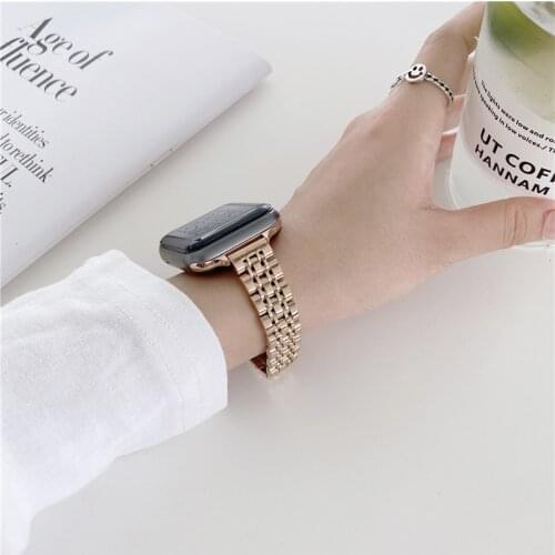 Summer Fashion Metal Alloy Couple Wristband for Apple iwatch SE 6 5 4 3 2 1 Watch strap 38mm 40mm 42mm 44mm Loop strap Thin Girl