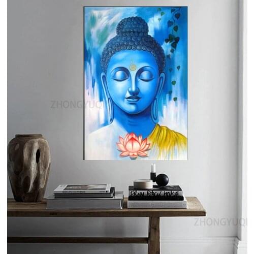 SELFLESSLY ART Buddha Colorful Posters Canvas Prints Wall Art Pictures For Living Room Home Decor Abstarct Buddha Painting