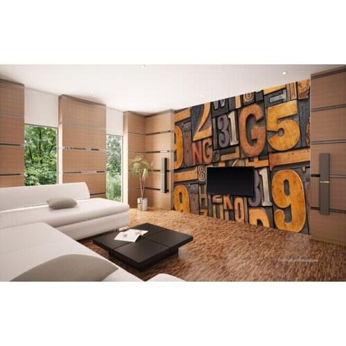 The most popular 3D murals, European style retro woodcut word wallpaper, the living room sofa TV wall bedroom wall wallpaper